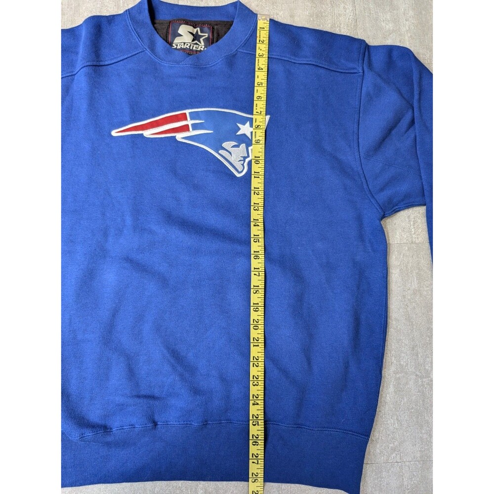 Vintage Starter Embroidered New England Patriots Blue Sweatshirt Medium - Picture 8 of 12